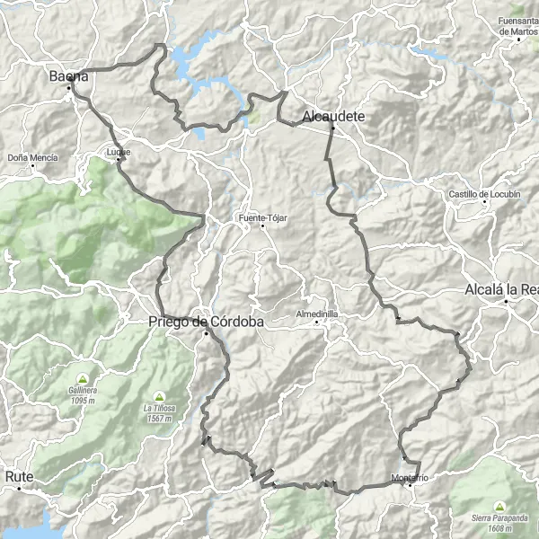 Miniatuurkaart van de fietsinspiratie "Epische roadtrip langs Baena en omstreken" in Andalucía, Spain. Gemaakt door de Tarmacs.app fietsrouteplanner