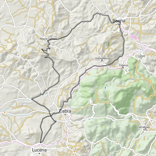 Karten-Miniaturansicht der Radinspiration "Frühlingsfahrt um Baena" in Andalucía, Spain. Erstellt vom Tarmacs.app-Routenplaner für Radtouren