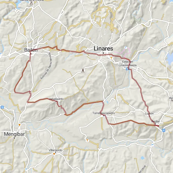 Miniatura mapy "Trasa gravelowa do Palacio episcopal i Jabalquinto" - trasy rowerowej w Andalucía, Spain. Wygenerowane przez planer tras rowerowych Tarmacs.app