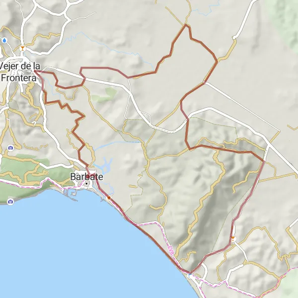 Miniaturní mapa "Trasa k hrubému chodníku k Paseo de las Cobijadas" inspirace pro cyklisty v oblasti Andalucía, Spain. Vytvořeno pomocí plánovače tras Tarmacs.app