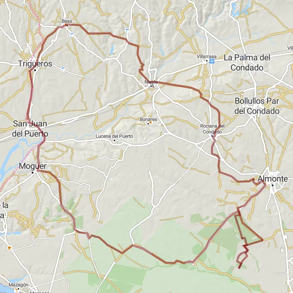Miniature de la carte de l'inspiration cycliste "Exploration des sentiers gravel de l'Andalousie" dans la Andalucía, Spain. Générée par le planificateur d'itinéraire cycliste Tarmacs.app