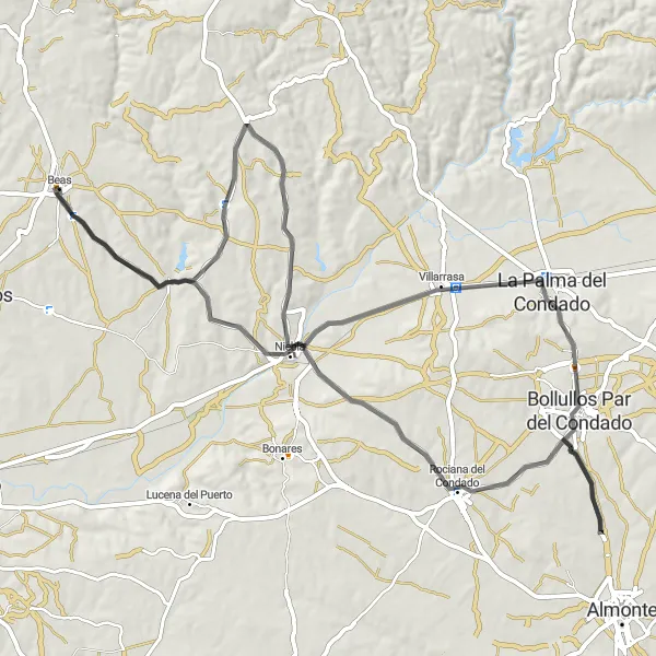 Miniatura mapy "Trasa około Beas - Road" - trasy rowerowej w Andalucía, Spain. Wygenerowane przez planer tras rowerowych Tarmacs.app