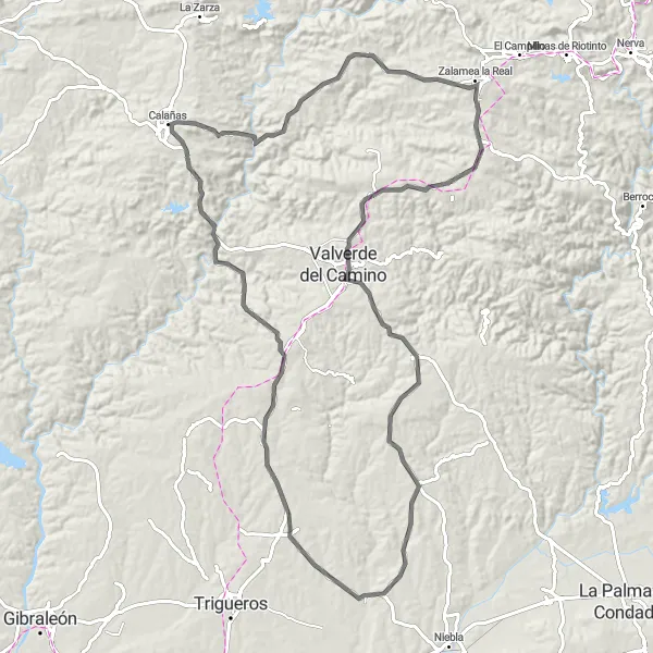 Miniature de la carte de l'inspiration cycliste "Sur les traces de l'histoire andalouse" dans la Andalucía, Spain. Générée par le planificateur d'itinéraire cycliste Tarmacs.app