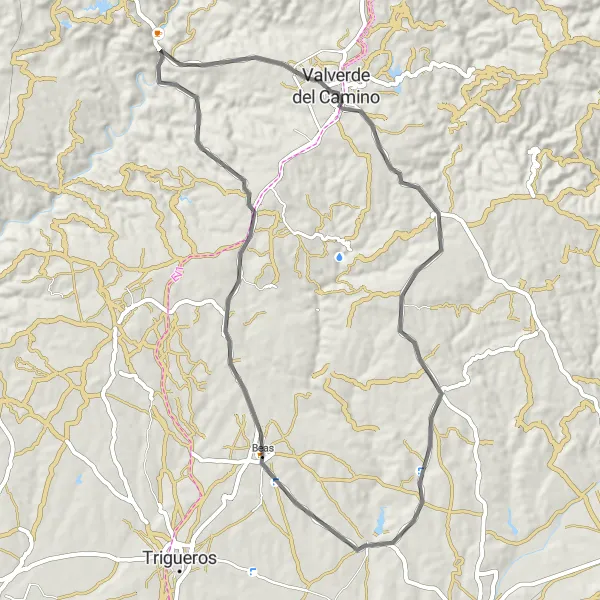 Miniatura mapy "Trasa rowerowa do Valverde del Camino" - trasy rowerowej w Andalucía, Spain. Wygenerowane przez planer tras rowerowych Tarmacs.app