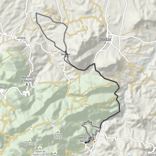 Miniatura mapy "Raj dla rowerzystów w Bedmar Torilogy" - trasy rowerowej w Andalucía, Spain. Wygenerowane przez planer tras rowerowych Tarmacs.app