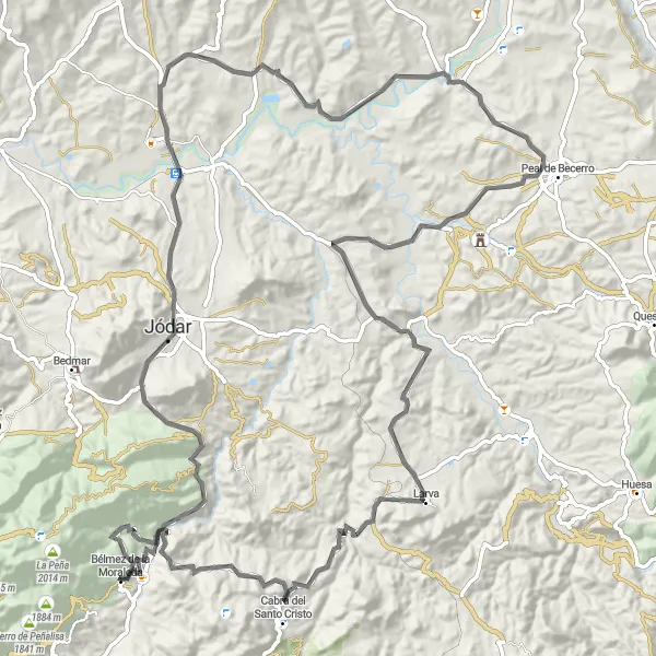 Miniatura della mappa di ispirazione al ciclismo "Esplorazione in bicicletta tra Bélmez e Bélmez" nella regione di Andalucía, Spain. Generata da Tarmacs.app, pianificatore di rotte ciclistiche