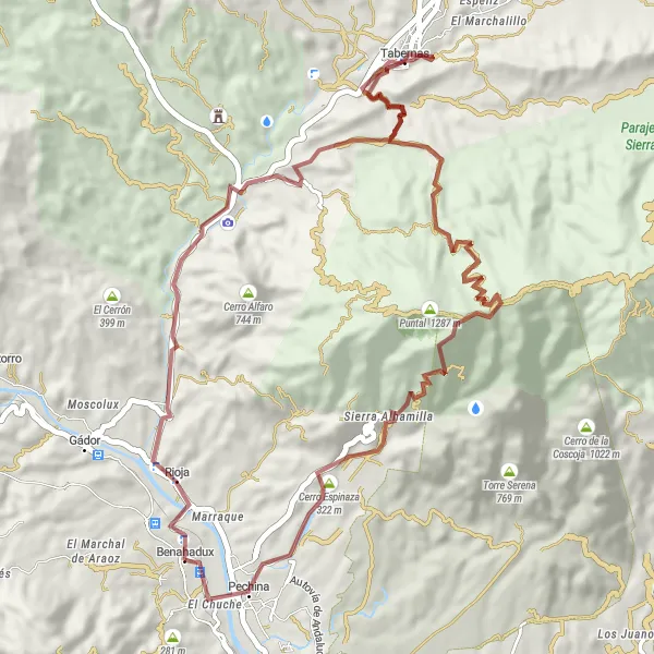 Miniatura mapy "Malownicza trasa Gravel do Tabernas" - trasy rowerowej w Andalucía, Spain. Wygenerowane przez planer tras rowerowych Tarmacs.app