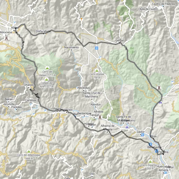 Miniatura mapy "Trasa widokowa przez Góry Alpujarras" - trasy rowerowej w Andalucía, Spain. Wygenerowane przez planer tras rowerowych Tarmacs.app