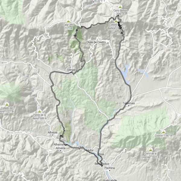 Miniature de la carte de l'inspiration cycliste "L'Aventure des Monts Andalous" dans la Andalucía, Spain. Générée par le planificateur d'itinéraire cycliste Tarmacs.app