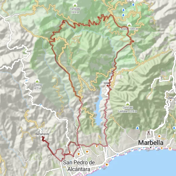 Map miniature of "Gravel Adventure to Istán" cycling inspiration in Andalucía, Spain. Generated by Tarmacs.app cycling route planner