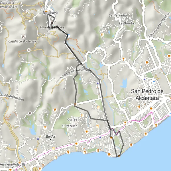 Map miniature of "Guadalmina Loop" cycling inspiration in Andalucía, Spain. Generated by Tarmacs.app cycling route planner