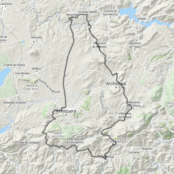 Miniatura della mappa di ispirazione al ciclismo "La grande avventura delle colline andaluse" nella regione di Andalucía, Spain. Generata da Tarmacs.app, pianificatore di rotte ciclistiche