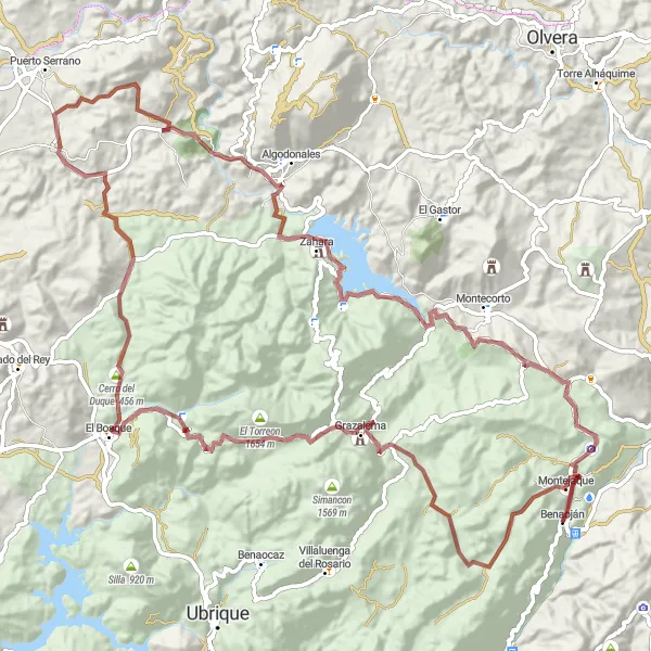 Miniatura della mappa di ispirazione al ciclismo "La Grande Avventura Gravel in Andalusia" nella regione di Andalucía, Spain. Generata da Tarmacs.app, pianificatore di rotte ciclistiche