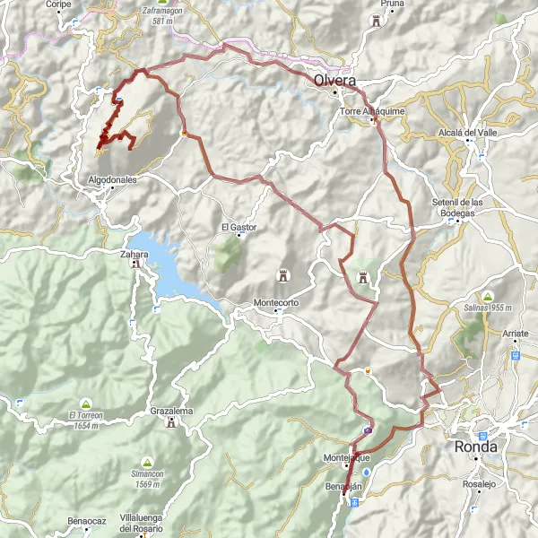 Miniatura mapy "Trasa gravelowa przez Mirador del Duque" - trasy rowerowej w Andalucía, Spain. Wygenerowane przez planer tras rowerowych Tarmacs.app