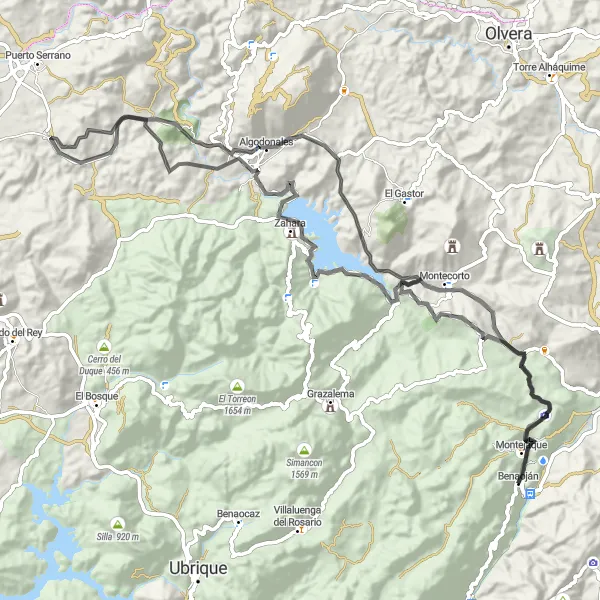 Miniature de la carte de l'inspiration cycliste "Boucle panoramique à travers les vallées andalouses" dans la Andalucía, Spain. Générée par le planificateur d'itinéraire cycliste Tarmacs.app