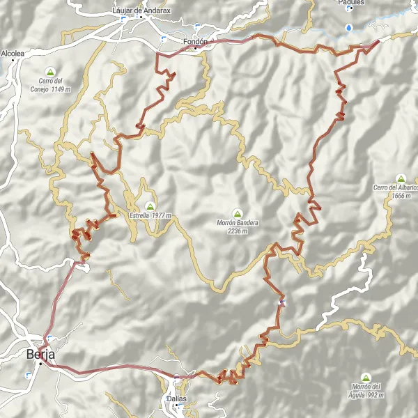 Miniaturní mapa "Zajímavá cyklotrasa kolem Berja" inspirace pro cyklisty v oblasti Andalucía, Spain. Vytvořeno pomocí plánovače tras Tarmacs.app