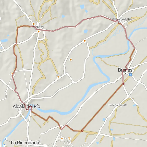 Miniaturní mapa "Gravelová cesta do Brenes" inspirace pro cyklisty v oblasti Andalucía, Spain. Vytvořeno pomocí plánovače tras Tarmacs.app