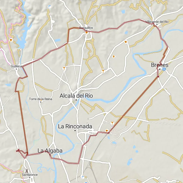 Miniatura mapy "Trasa gravelowa San José de la Rinconada - Brenes" - trasy rowerowej w Andalucía, Spain. Wygenerowane przez planer tras rowerowych Tarmacs.app