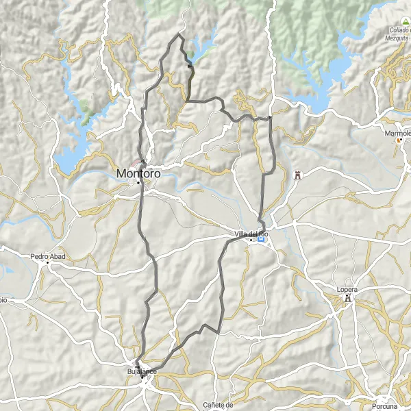 Karten-Miniaturansicht der Radinspiration "Schlösser und Landschaften" in Andalucía, Spain. Erstellt vom Tarmacs.app-Routenplaner für Radtouren