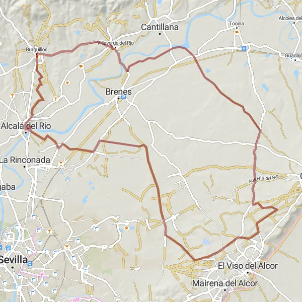 Map miniature of "The Gravel Adventure" cycling inspiration in Andalucía, Spain. Generated by Tarmacs.app cycling route planner