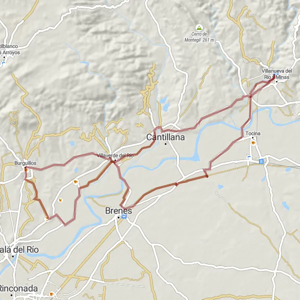 Map miniature of "Gravel Ride Through the Villages" cycling inspiration in Andalucía, Spain. Generated by Tarmacs.app cycling route planner