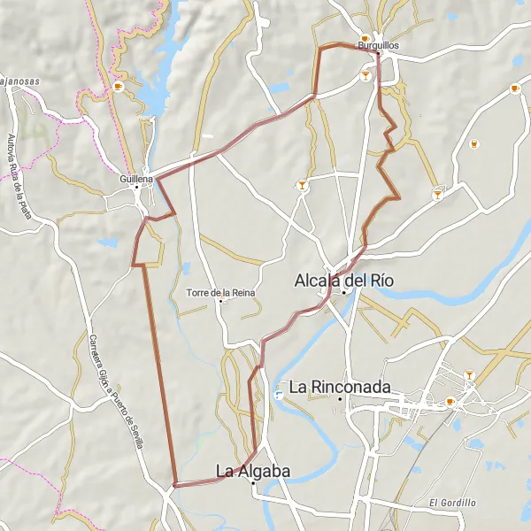 Miniatura della mappa di ispirazione al ciclismo "Breve avventura di 41 km su terreni misti" nella regione di Andalucía, Spain. Generata da Tarmacs.app, pianificatore di rotte ciclistiche