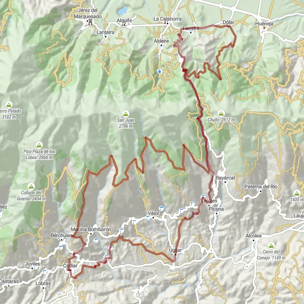 Karten-Miniaturansicht der Radinspiration "Abenteuertour von Cádiar nach Puerto de la Ragua" in Andalucía, Spain. Erstellt vom Tarmacs.app-Routenplaner für Radtouren