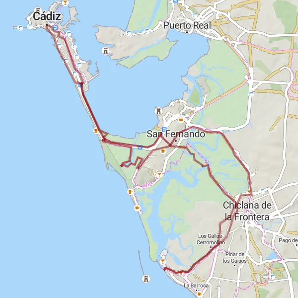 Miniatua del mapa de inspiración ciclista "Ruta de los Gallos" en Andalucía, Spain. Generado por Tarmacs.app planificador de rutas ciclistas