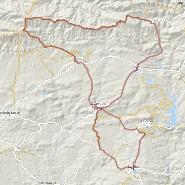 Miniatuurkaart van de fietsinspiratie "Verken Perrunal en El Cerro de Andévalo" in Andalucía, Spain. Gemaakt door de Tarmacs.app fietsrouteplanner