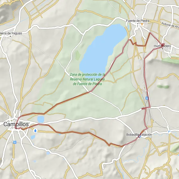 Miniatura mapy "Trasa rowerowa w terenie górskim z Campillos" - trasy rowerowej w Andalucía, Spain. Wygenerowane przez planer tras rowerowych Tarmacs.app