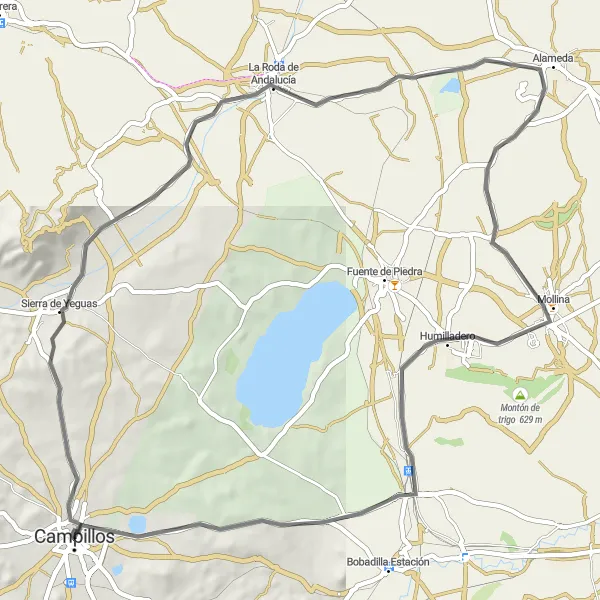 Miniatura mapy "Trasa przez Sierra de Yeguas" - trasy rowerowej w Andalucía, Spain. Wygenerowane przez planer tras rowerowych Tarmacs.app