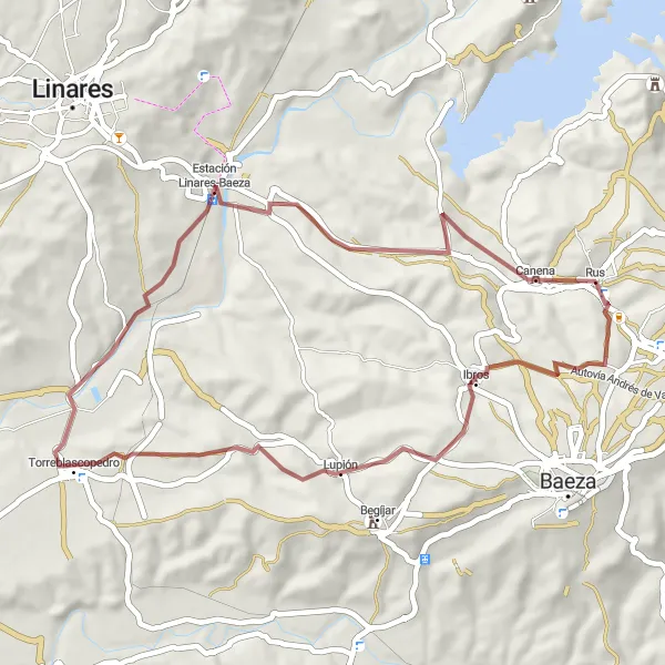 Miniature de la carte de l'inspiration cycliste "Les sentiers d'Ibros" dans la Andalucía, Spain. Générée par le planificateur d'itinéraire cycliste Tarmacs.app