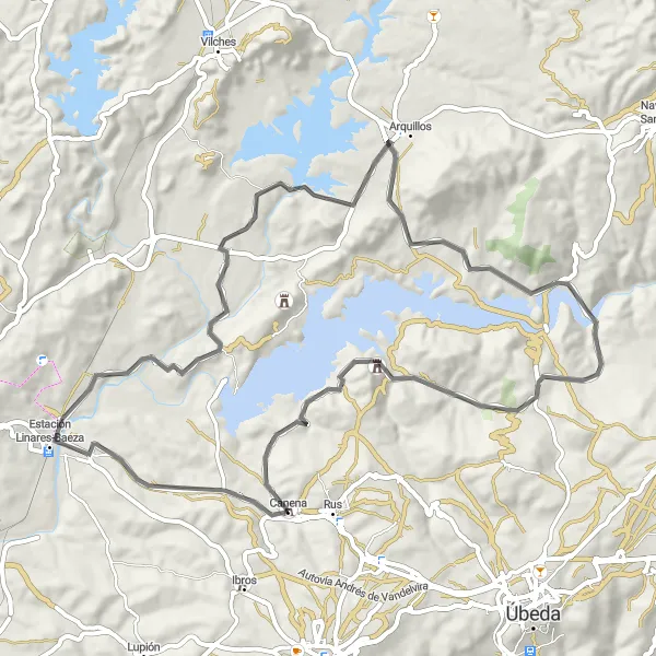 Miniatua del mapa de inspiración ciclista "Camino a Valdecanales" en Andalucía, Spain. Generado por Tarmacs.app planificador de rutas ciclistas