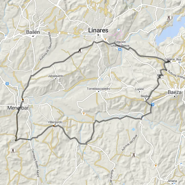 Karten-Miniaturansicht der Radinspiration "Panorama-Road-Tour mit Blick auf Canena" in Andalucía, Spain. Erstellt vom Tarmacs.app-Routenplaner für Radtouren
