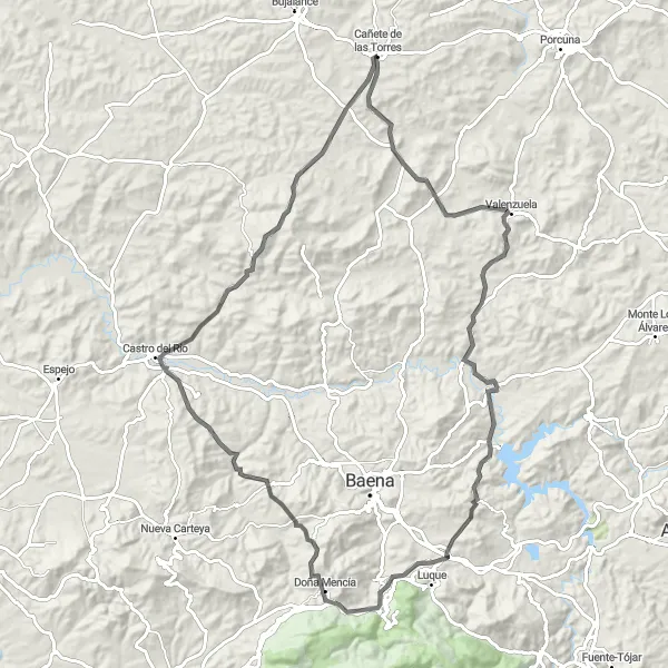 Miniatura mapy "Trasa do Valenzuela" - trasy rowerowej w Andalucía, Spain. Wygenerowane przez planer tras rowerowych Tarmacs.app