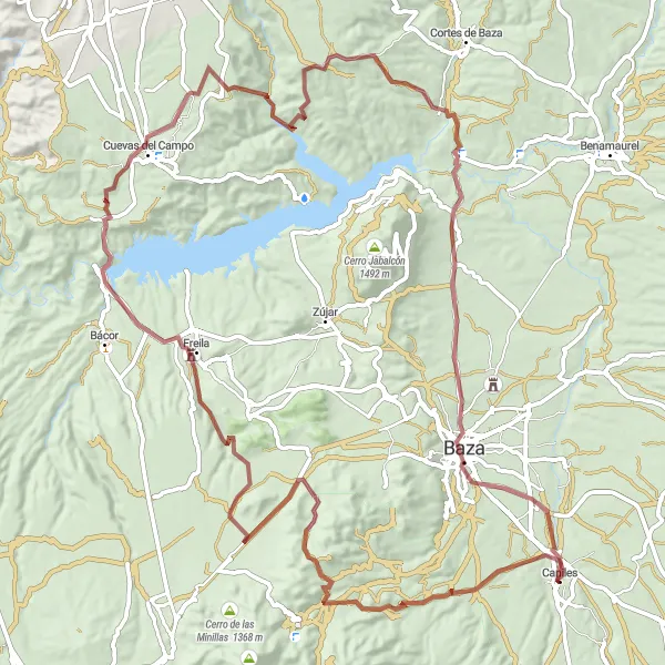 Miniature de la carte de l'inspiration cycliste "Les Contrées Sauvages de Maclite" dans la Andalucía, Spain. Générée par le planificateur d'itinéraire cycliste Tarmacs.app