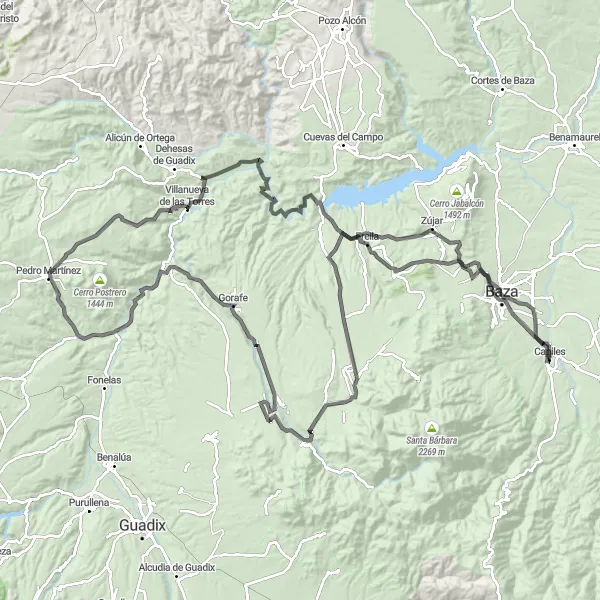 Miniatura mapy "Trasa Zújar - Gorafe" - trasy rowerowej w Andalucía, Spain. Wygenerowane przez planer tras rowerowych Tarmacs.app