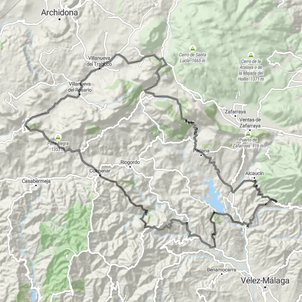 Map miniature of "The Ultimate Canillas de Aceituno Challenge" cycling inspiration in Andalucía, Spain. Generated by Tarmacs.app cycling route planner