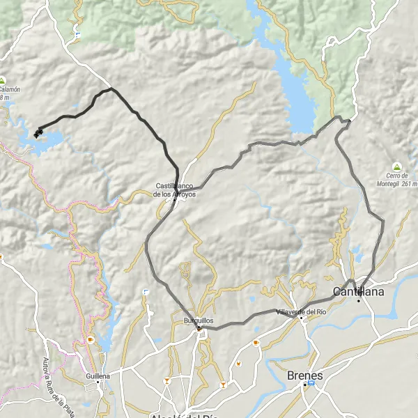 Miniatura mapy "Trasa przez Burguillos i Castilblanco de los Arroyos" - trasy rowerowej w Andalucía, Spain. Wygenerowane przez planer tras rowerowych Tarmacs.app