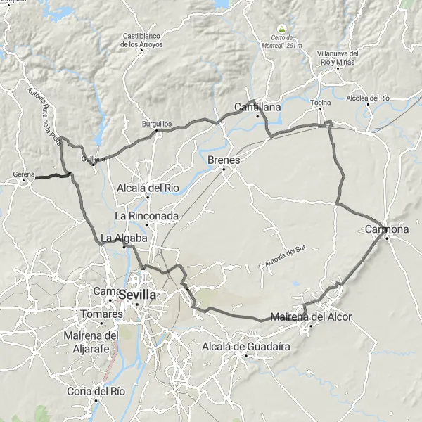 Map miniature of "Historical Road Tour" cycling inspiration in Andalucía, Spain. Generated by Tarmacs.app cycling route planner