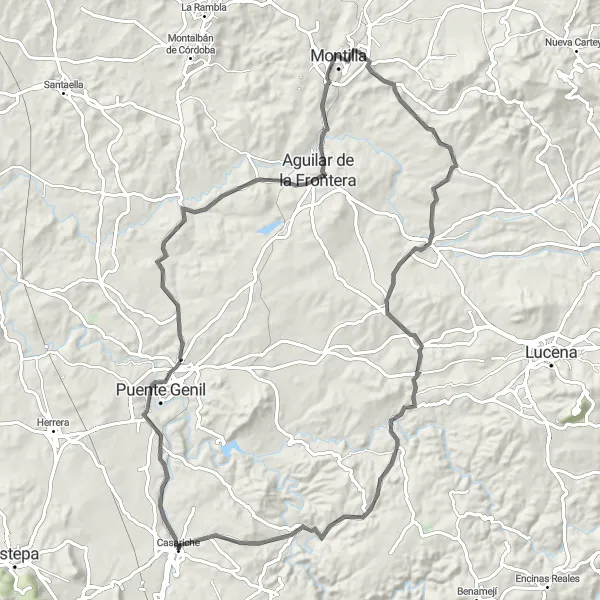 Karten-Miniaturansicht der Radinspiration "Rundfahrt um Casariche" in Andalucía, Spain. Erstellt vom Tarmacs.app-Routenplaner für Radtouren