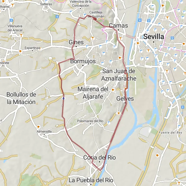 Miniatura mapy "Trasa gravelowa Mirador del Carambolo" - trasy rowerowej w Andalucía, Spain. Wygenerowane przez planer tras rowerowych Tarmacs.app