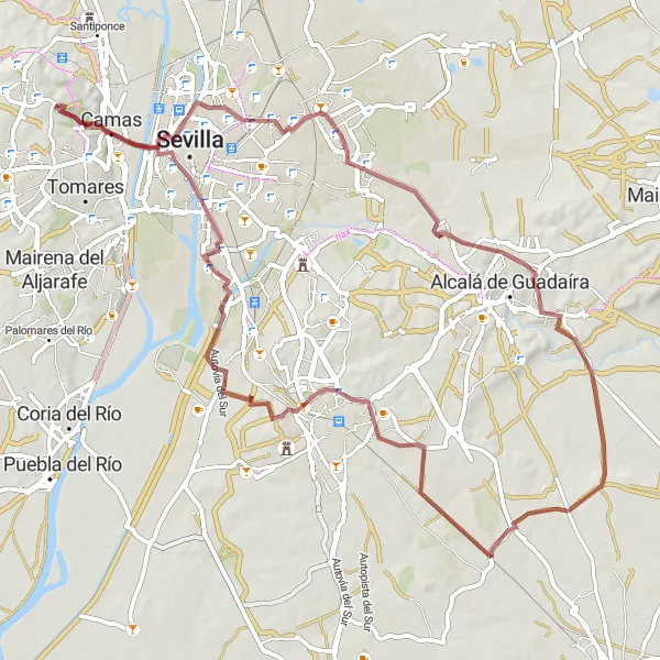 Map miniature of "Andalusian Gravel Adventure" cycling inspiration in Andalucía, Spain. Generated by Tarmacs.app cycling route planner