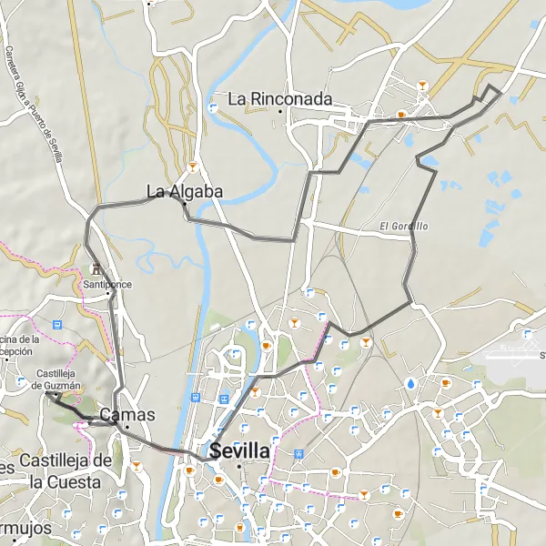Miniatura mapy "Przejażdżka rowerowa wokół Castilleja de Guzmán (Andaluzja, Hiszpania)" - trasy rowerowej w Andalucía, Spain. Wygenerowane przez planer tras rowerowych Tarmacs.app