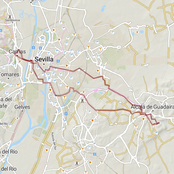 Miniature de la carte de l'inspiration cycliste "Randonnée historique le long du Guadalquivir" dans la Andalucía, Spain. Générée par le planificateur d'itinéraire cycliste Tarmacs.app