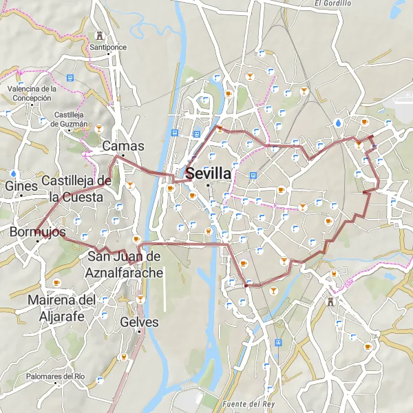 Miniature de la carte de l'inspiration cycliste "Le Circuit des Tours" dans la Andalucía, Spain. Générée par le planificateur d'itinéraire cycliste Tarmacs.app