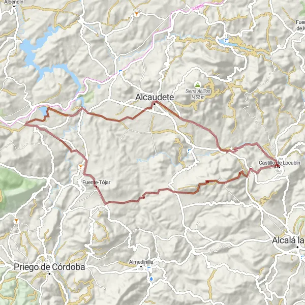 Miniaturní mapa "Gravel do okolí" inspirace pro cyklisty v oblasti Andalucía, Spain. Vytvořeno pomocí plánovače tras Tarmacs.app