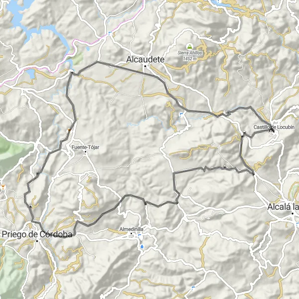 Map miniature of "Scenic Road Cycling Route near Castillo de Locubín" cycling inspiration in Andalucía, Spain. Generated by Tarmacs.app cycling route planner