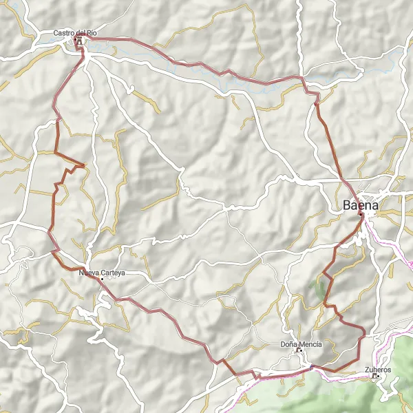 Miniature de la carte de l'inspiration cycliste "Les collines de l'Andalousie" dans la Andalucía, Spain. Générée par le planificateur d'itinéraire cycliste Tarmacs.app