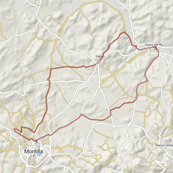 Miniature de la carte de l'inspiration cycliste "Les collines verdoyantes de l'Andalousie" dans la Andalucía, Spain. Générée par le planificateur d'itinéraire cycliste Tarmacs.app